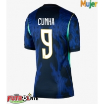 Camiseta Brasil Matheus Cunha #9 Visitante Equipación para mujer Mundial 2026 manga corta